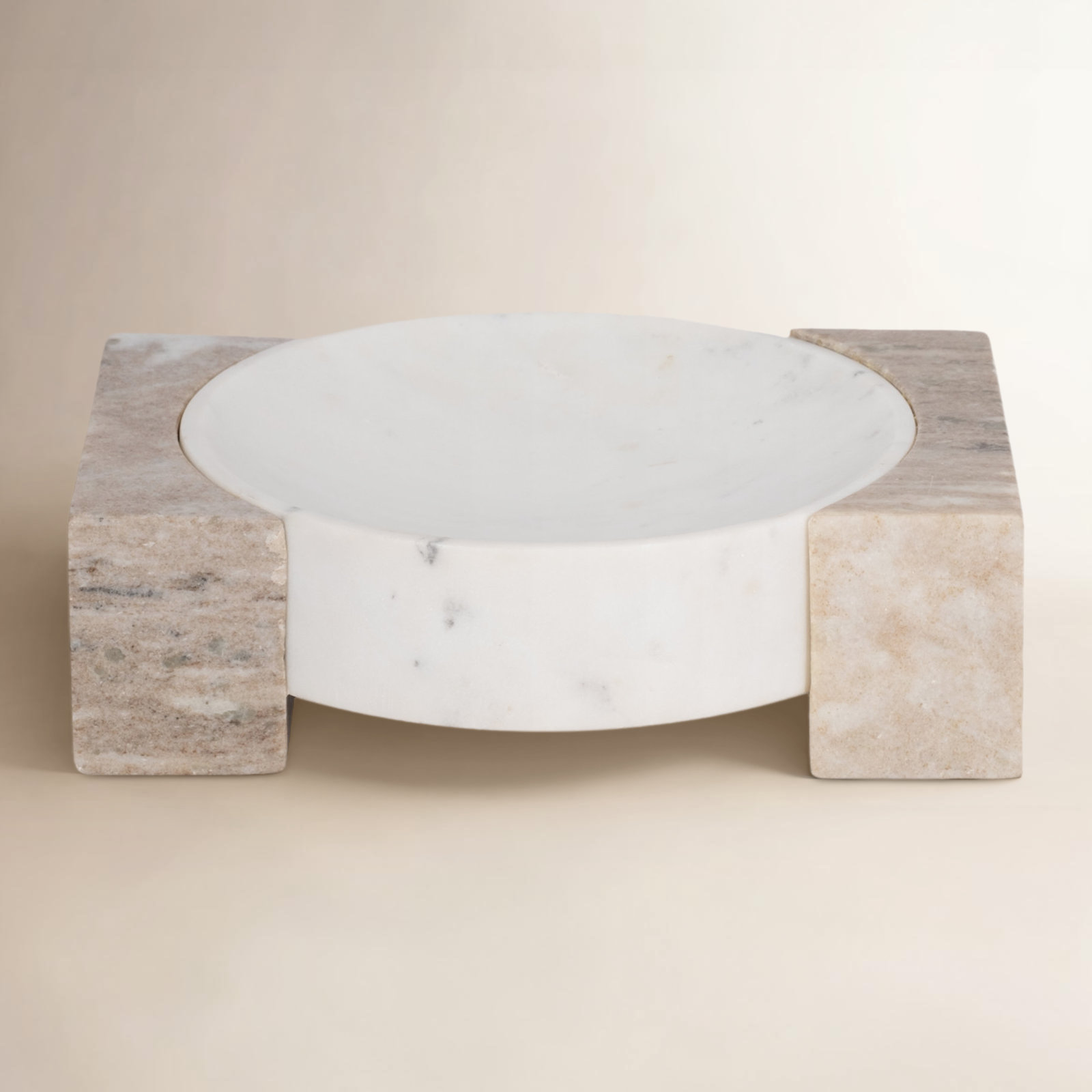 Joss & Main 10-Inch Marble Bowl – Onyx Sides, White And Tan, Durable Handcrafted Luxury Decor Bowl