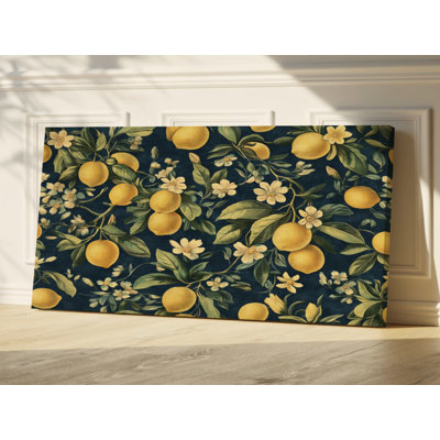 Art mural sur toile très grand - reproduction botanique de William Morris Lemons, œuvre d'art de fruits de cuisine rétro, prête à être accrochée