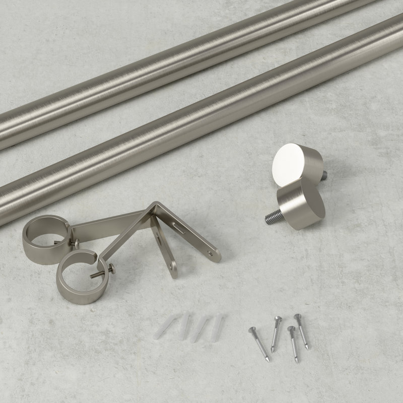Nickel 180" Adjustable Curtain Rod with Finials
