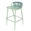 Tabourets de bar d'extérieur à structure en aluminium à hauteur de siège de 29 po avec dossier tissé en corde festonné, ensemble de 2, sauge-1830882336