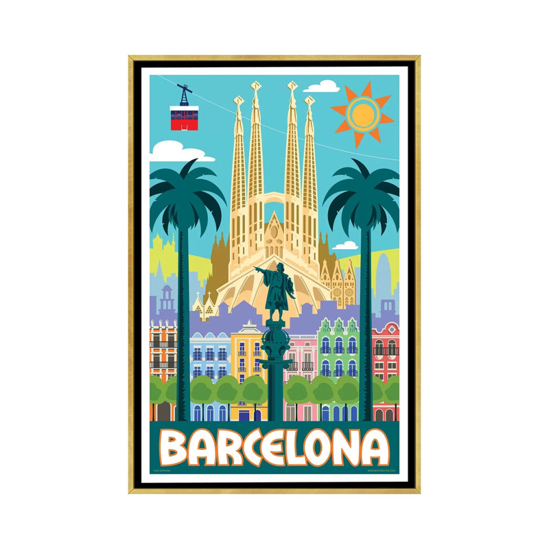 Affiche de voyage Barcelona par Jim Zahniser-impression d’art graphique, Pas de tapis, H 60 po x l 40po x P 1,5 po