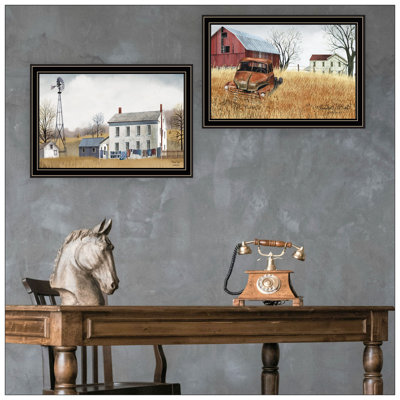 Trendy Decor 4U 2- Piece Vignette Washday And Granddad's Old Truck Wall Art For Living Room, Bedroom Wall Art Print For Home Decor By Billy Jacobs