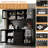 75" Stand Alone Kitchen Pantry with Spacious Countertops, 4 Glass Doors and 3 Drawers and Power Outlet-394970209