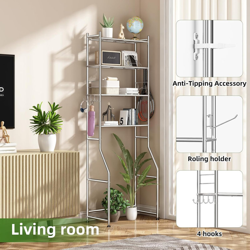Armoire de rangement au-dessus de la toilette, étagères de salle de bain à 4 niveaux en métal au-dessus de la toilette