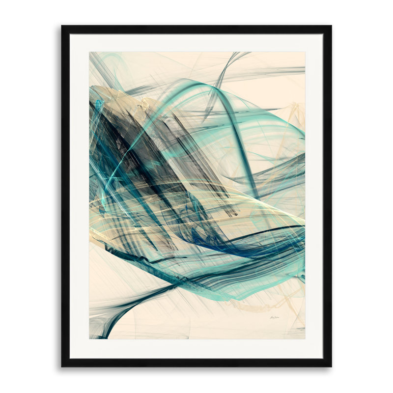 Bluish Print by Rica Belna, Black Framed Paper, 21.25" H x 17.25" W