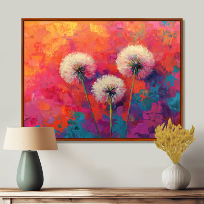 Neon Dandelion Burst In Bright Neon Pop Art II - art mural pissenlit pour le salon