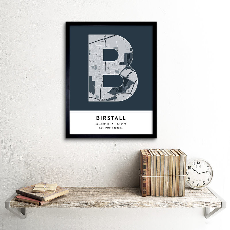 Birstall City Map Birstall England United Kingdom City Map Navy - Single Picture Frame Typography