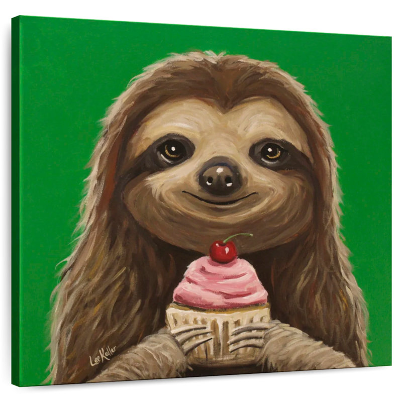Crowle Sloth With Cupcake It's For You, H 16 po x l 16 po