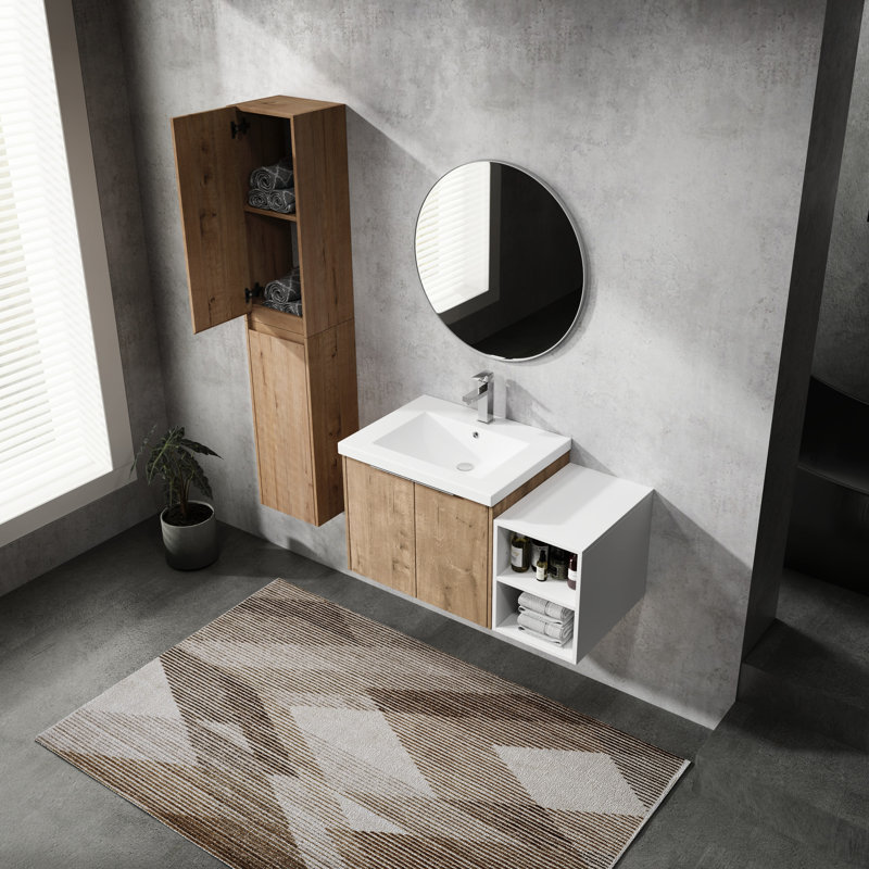 Armoire de salle de bain avec lavabo et rangement latéral, 37"