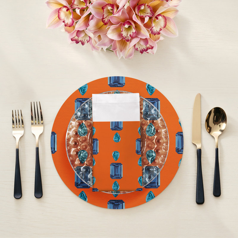Gem Sapphires Cotton Sateen Dinner Napkins, Orange