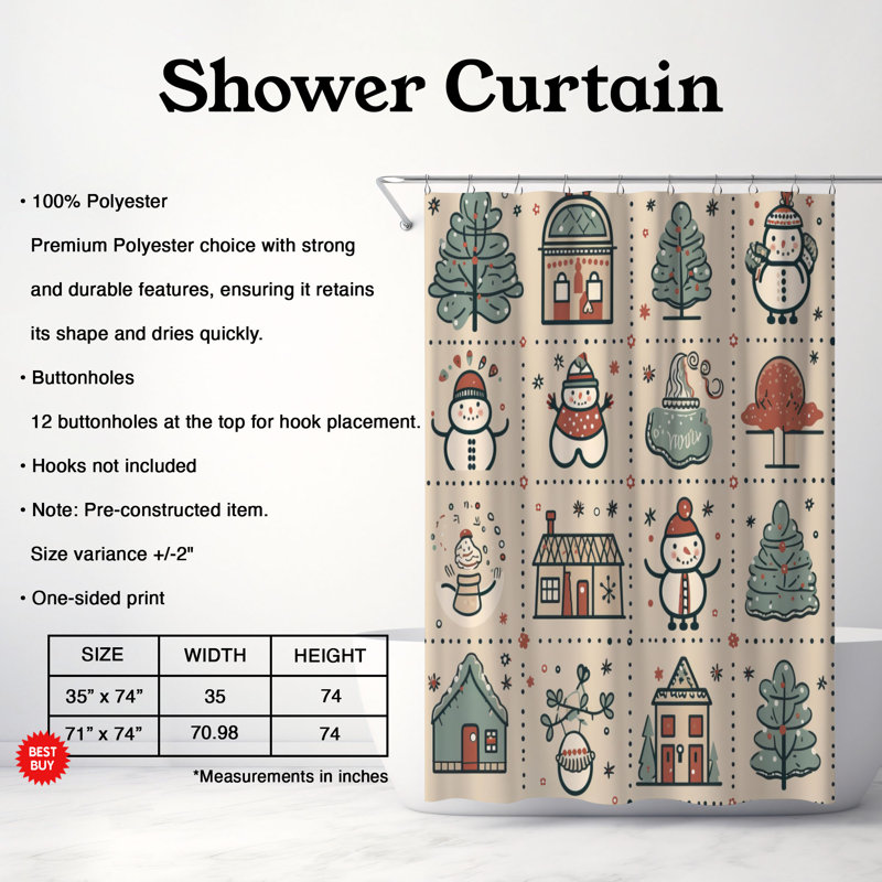 Rideau de douche Frozen Snowman, H 74 po x l 71 po