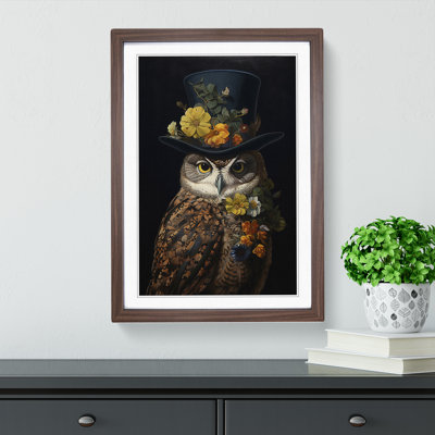 Owl Baroque - Single Picture Frame Print on Wood