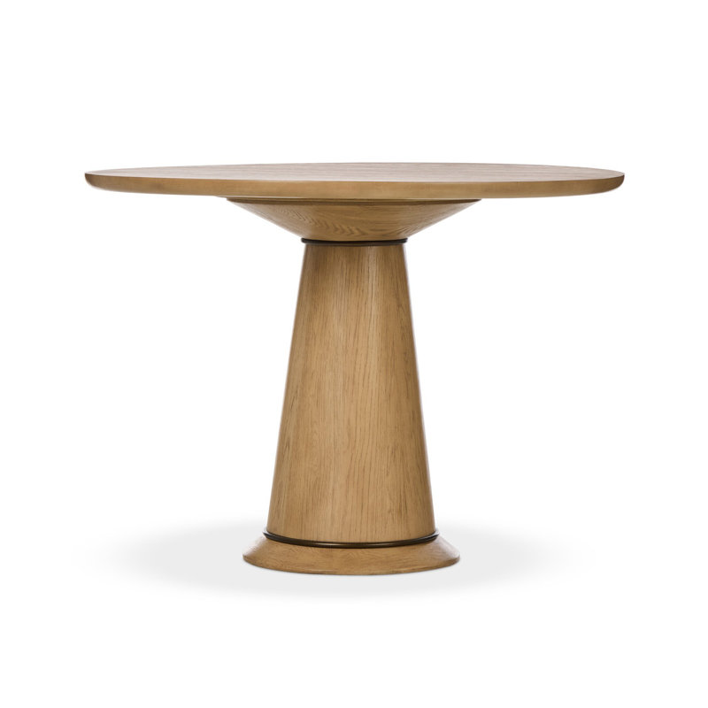Round Oak Pedestal Dining Table, 30"H x 42"L x 42"W