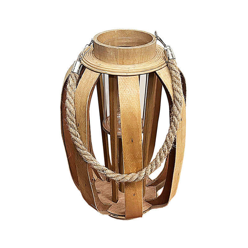 15.7'' H Wicker Tabletop Lantern, Natural