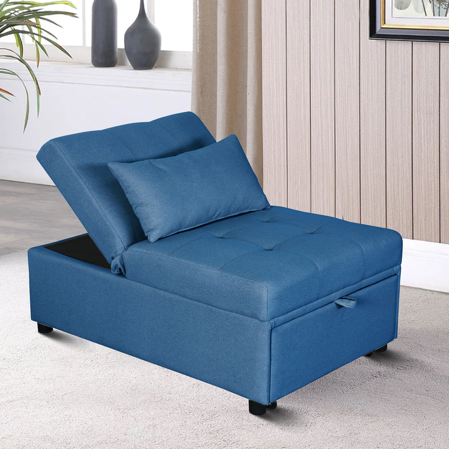 Twin Upholstered Pillow Back Futon Chair