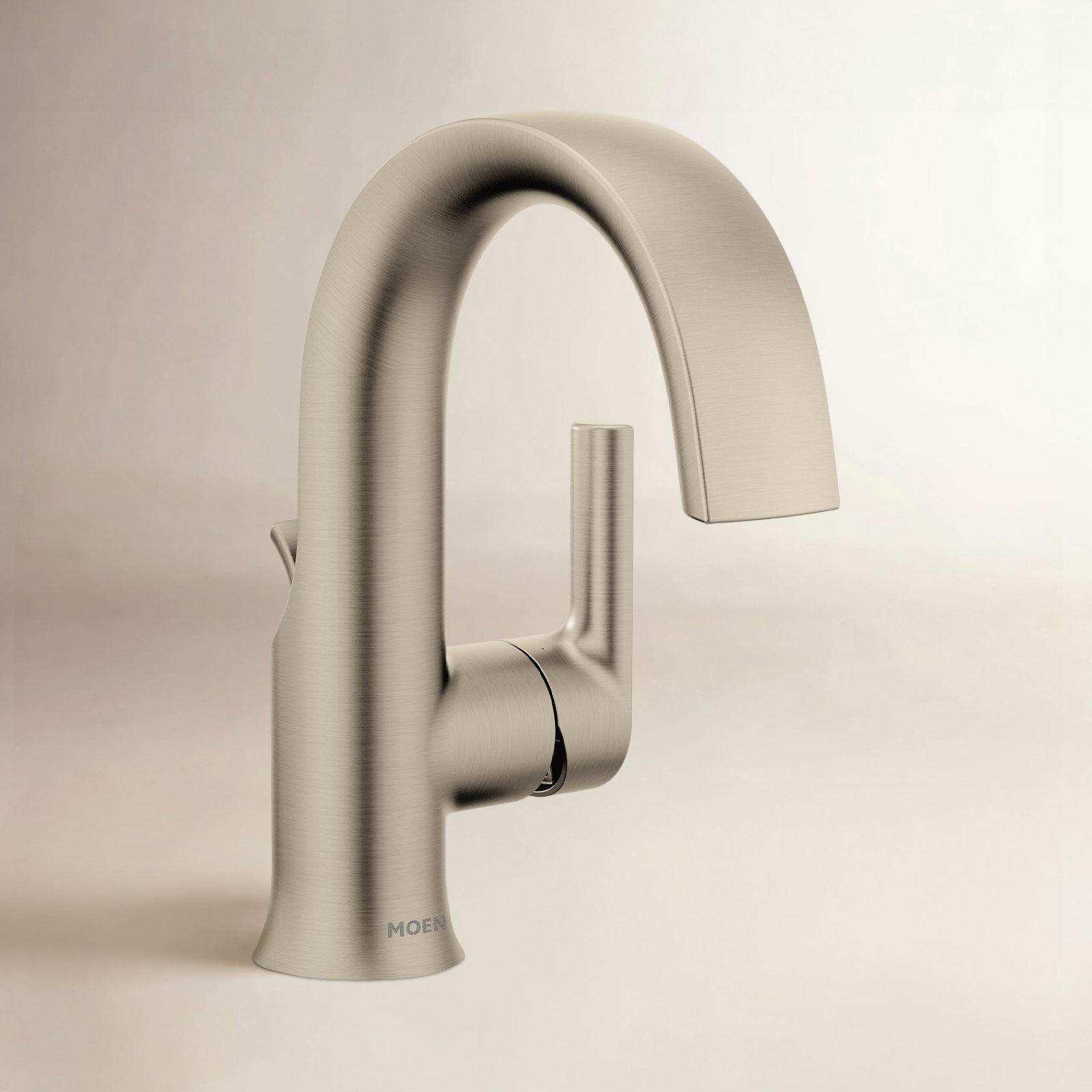 Doux Single-Hole Bathroom Faucet with Drain, Brushed Nickel