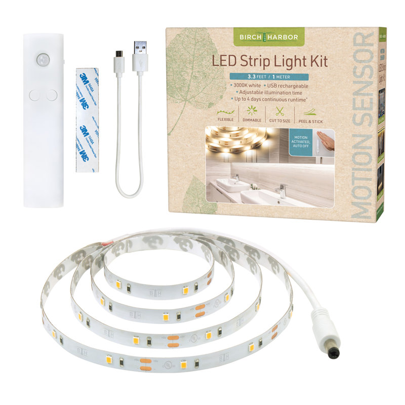 Birch Harbor Lighting 3' Motion Sensor LED Strip Light Kit