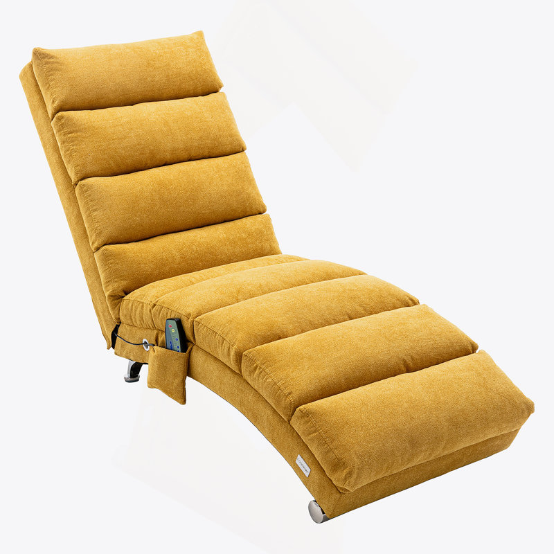 Chaise longue en lin, chaise longue moderne pour bureau ou salon, Moutarde, Noir