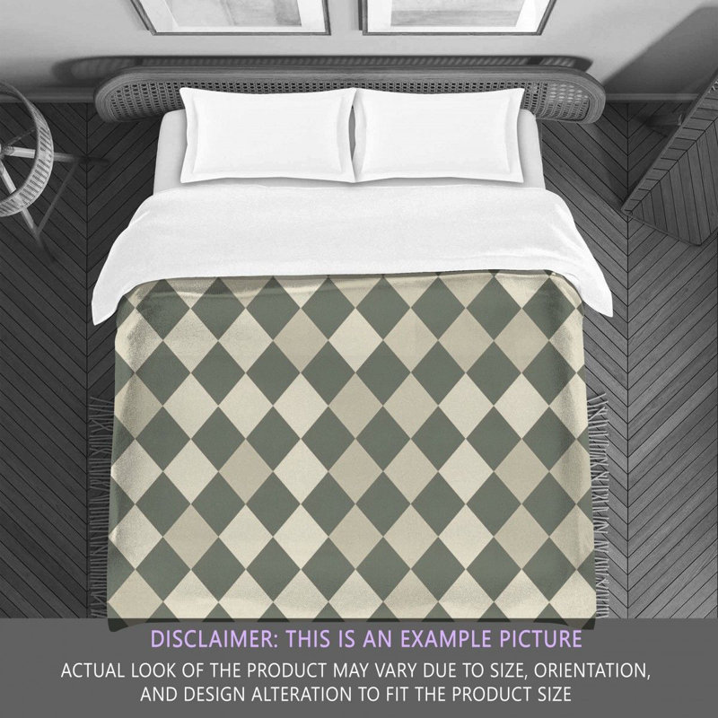 Machine Printed Comforter, Queen Comforter, Gray/Beige Argyle