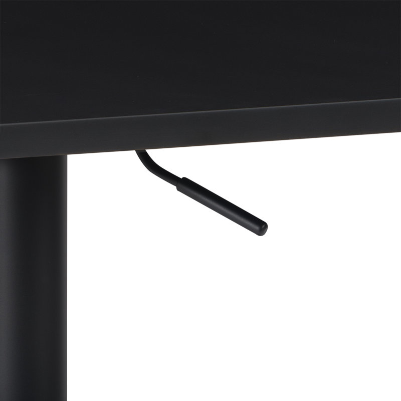 Anassi Square Metal Base Adjustable Dining Table, Black, Black