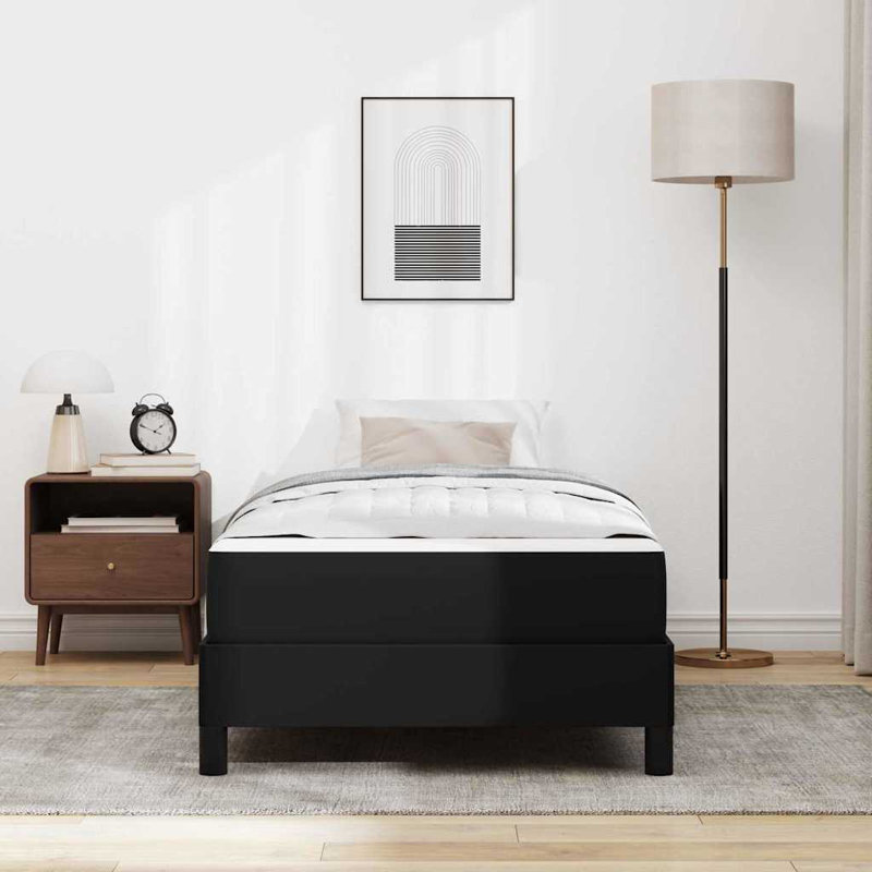  Lit noir en similicuir 31,5 po x 78,7 po, Simple, Noir