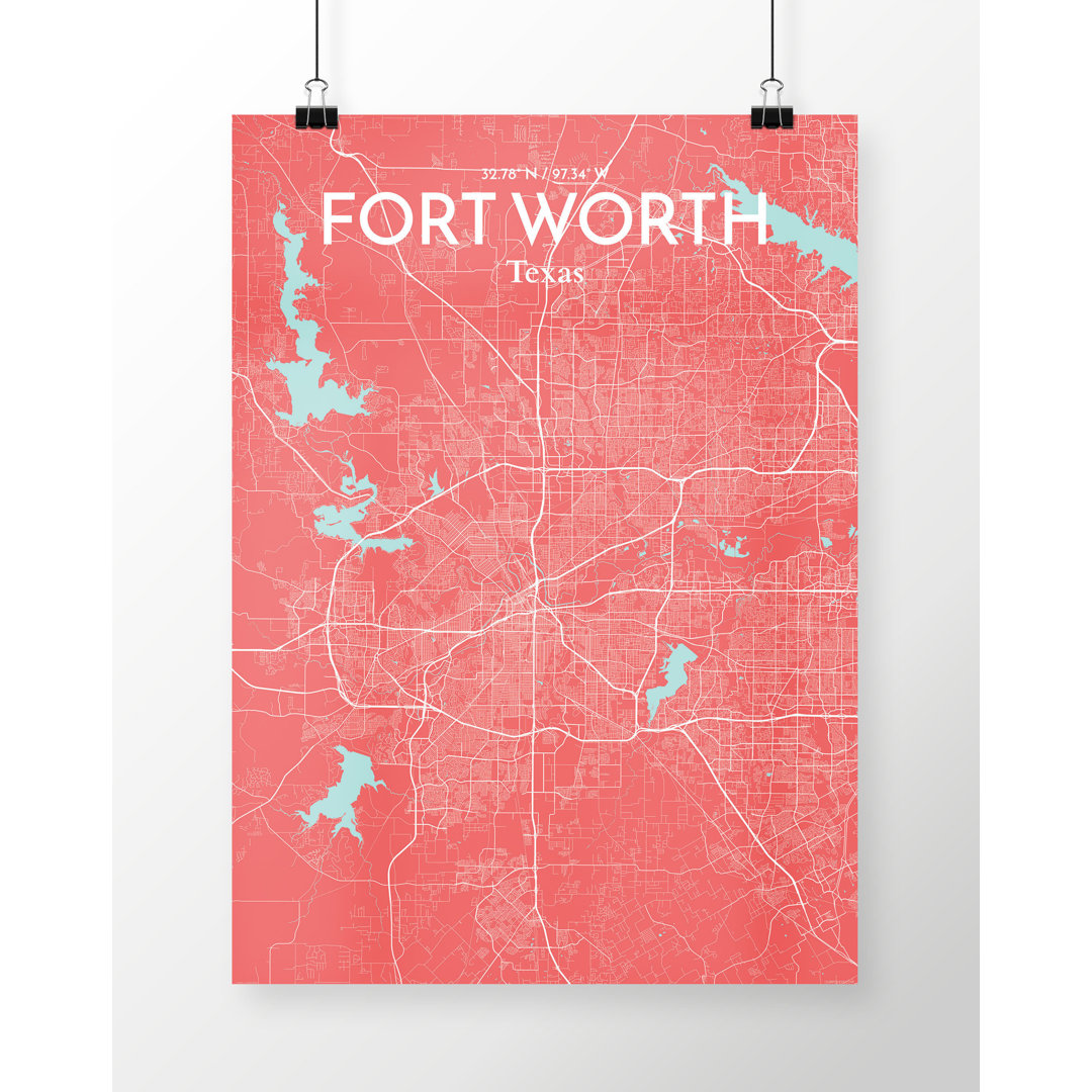 Fort Worth City Map - No Frame Print