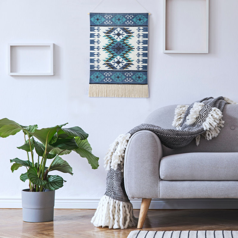 Bordure suspendue en coton avec tige Southwestern Boho, H 36 po x l 19,5 po