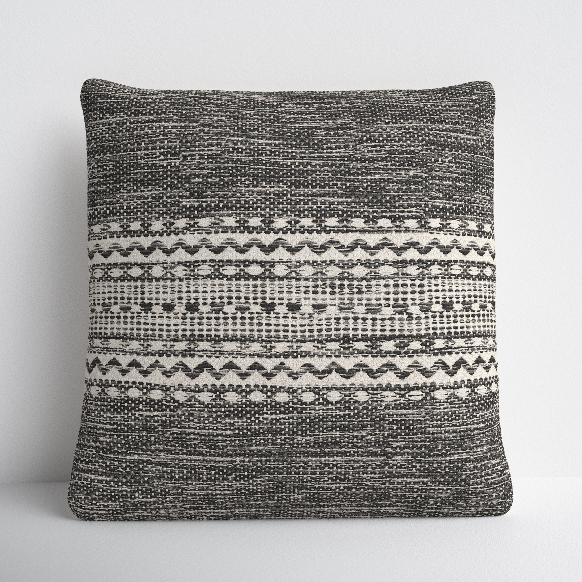 Julian Geometric Cotton Throw Pillow, Black/Charcoal, Polyester/Polyfill, 20" x 20"