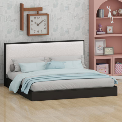 Platform Bed Frame with Padded Headboard