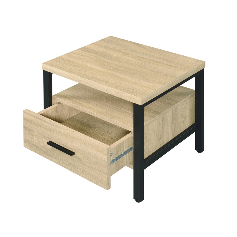 Yawan Oak & Black Finish Accent Table