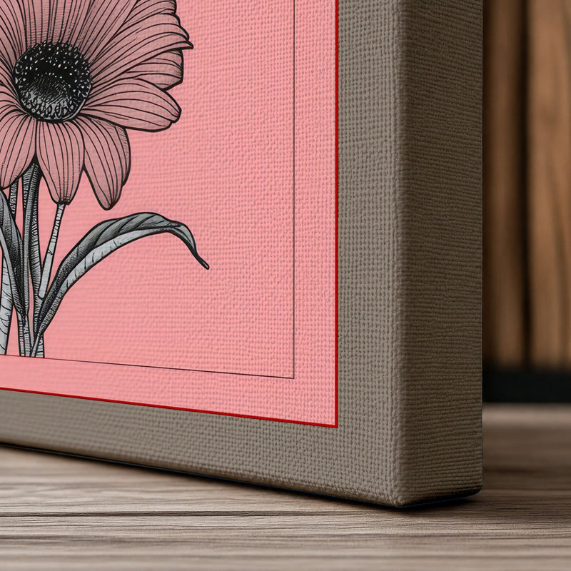 Daisy Cluster Botanical - Wrapped Canvas, 24x16 - 61.0 x 40.6 cm, Taupe Border