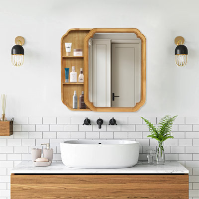 Armoire de rangement murale à miroir en bois 31,5 "X 23,82" avec tablettes de rangement