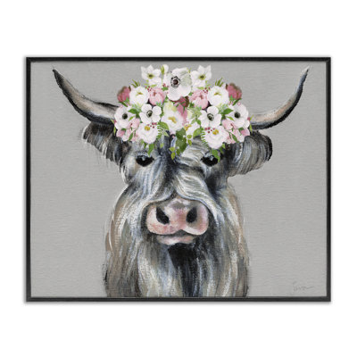 Cattle with Garland Framed Giclee, design by Janet Tava