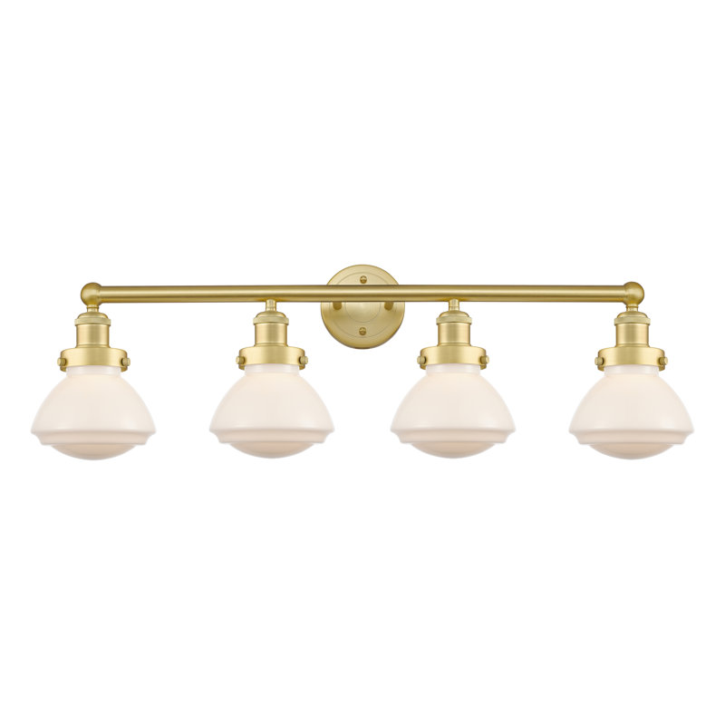 Éclairage pour salle de bain à 4 lumières à intensité variable Almarosa, Or satiné, Blanc mat