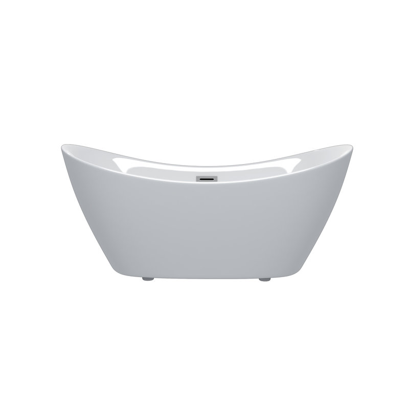 59 "Acrylic Freestanding Tub, Gloss White,  With Chrome Overflow And Pop-Up Drain, CUPC Certified