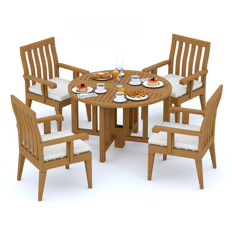 Caranas 4 - Person Teak Wood Patio Dining Set with Round Table