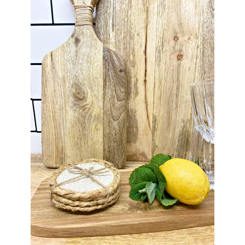Jute Round 4 Piece Coaster Set