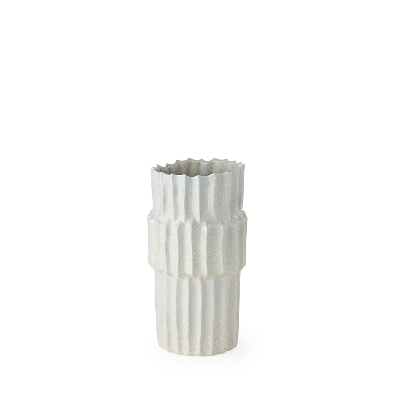 Vase de table en céramique Zahari, H 13,8 po x l 7,5 po x P 7,5 po, Gris