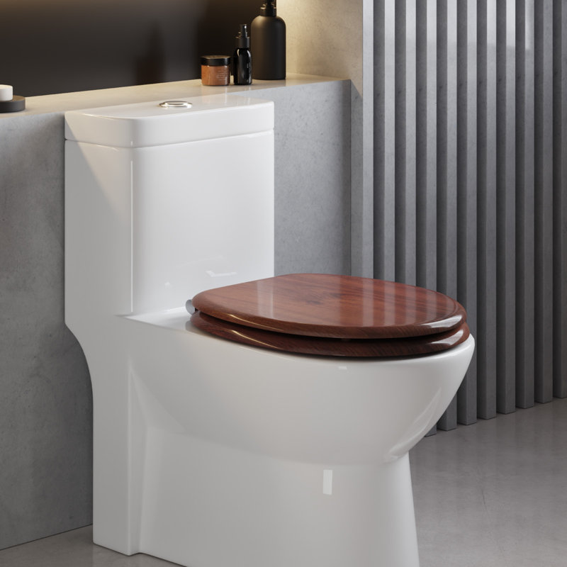 Toilet Seat, Soft Close WC Seat with Strong Hinge Ideal for Standard Toilet, Walnut