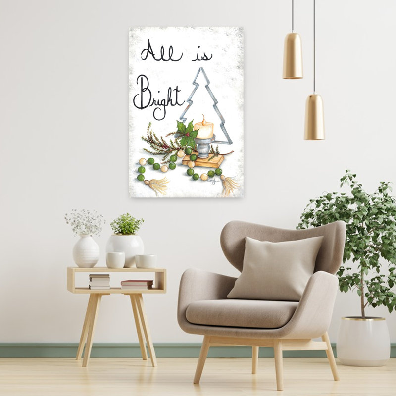 «All Is Bright», arbre de Noël abstrait, art hivernal, H 36 po x l 24 po