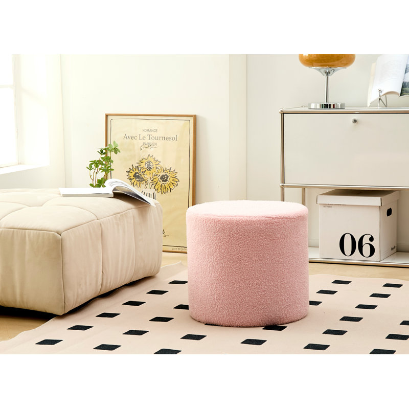 Upholstered Pouf, Pink