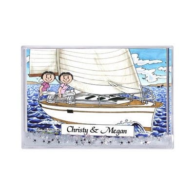 Personalized Sailing Friends - Female & Female MINI Snow Globe Frame Gift