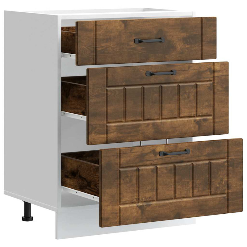 Atsabe Standard Base Cabinet, 81.5cm H x 60cm W x 46cm D, Smoked Oak
