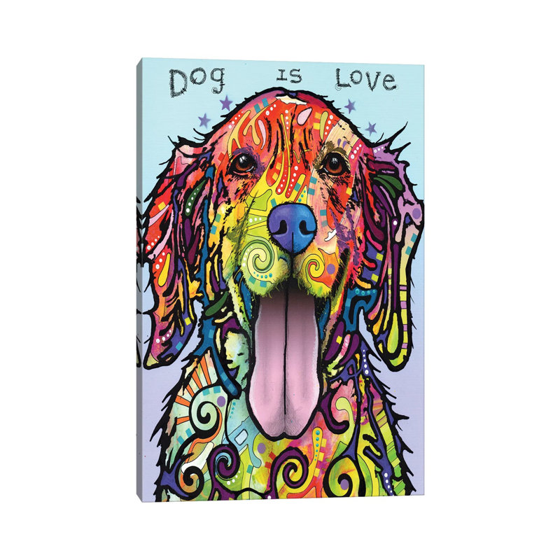 Dog Is Love by Dean Russo - Print on Canvas, 20.32 cm H x 30.48 cm W, Wrapped Canvas