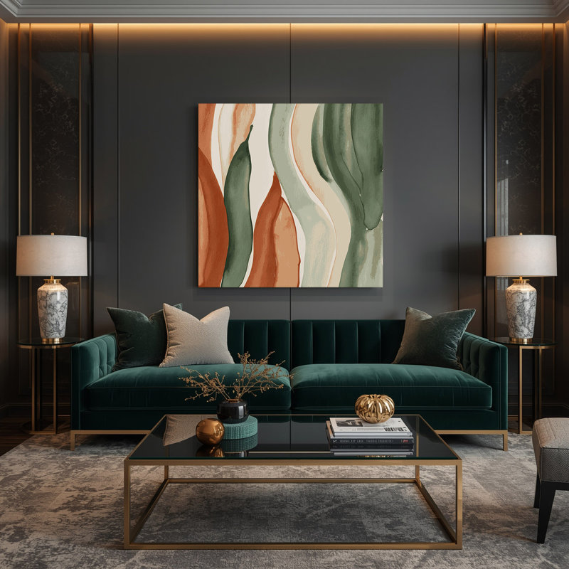 Aquarelle abstraite, art mural sur toile beige, H 12 po x l 12 po