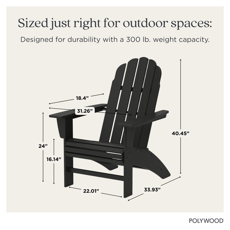 POLYWOOD Vineyard Curveback Resin Adirondack Chair, Sand