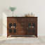 Buffet en bois massif de 54 po de largeur avec portes en verre trempé et 6 tiroirs Artisan-1484048866