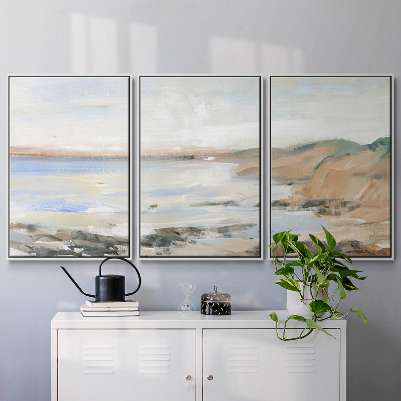 Shoreline Study II - Toile encadrée multi-pièces, Blanc, H 40 po x l 78 po x P 2 po