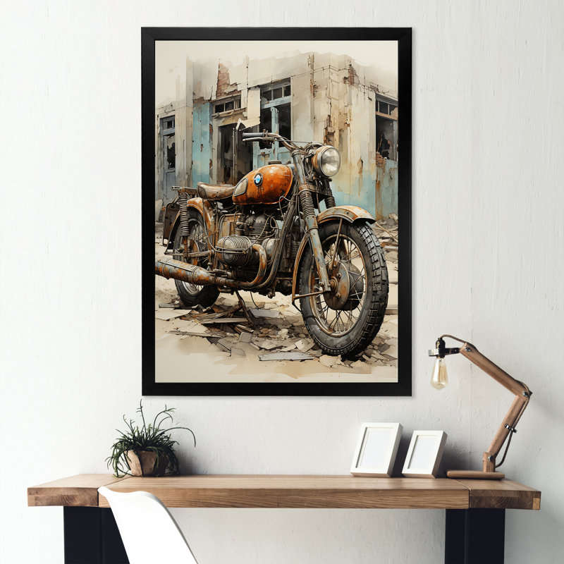 " Dessert Vintage Bike II ", 20" H x 12" W x 1" D, Black Single Picture Framed