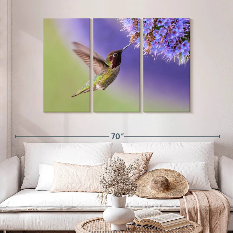 Nectar sirotant un colibri, H 32 po x l 50 po
